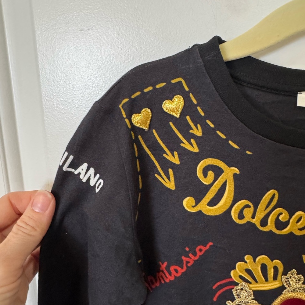 DOLCE & GABBANA GIRLS AMORE VELVET HEART LOVE LONG SLEEVE SHIRT - Picture 6 of 13